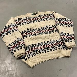 vintage striped patterned cable knit sweater